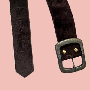 High quality chocolate brown suede belt with a wide band